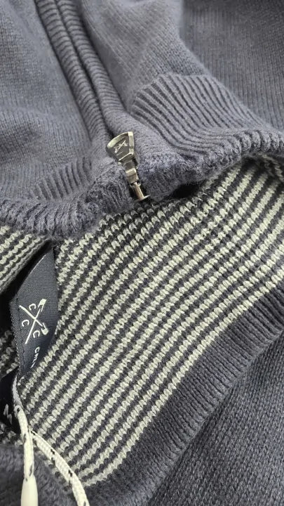 Crew Clothing - Navy 1/2 Zip Fine Cotton Jumper - Navy Size: M