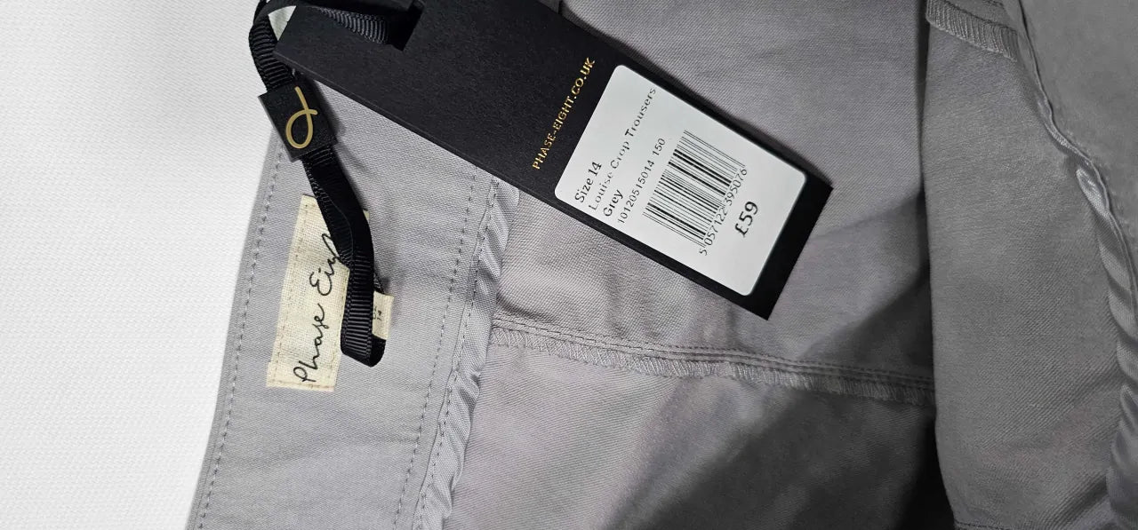 Phase Eight - Grey Louise Crop Cotton Blend Trousers - Grey Size: Uk14