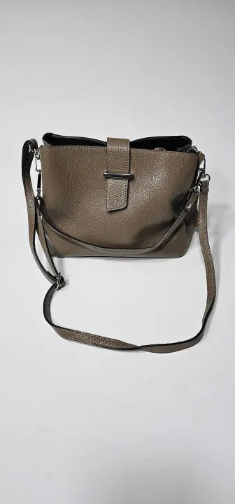 Carla Ferreri-aw23 Cf1862t Fango-*-brown Italian Leather Handbag-fango Size: Medium