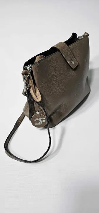 Carla Ferreri-aw23 Cf1862t Fango-*-brown Italian Leather Handbag-fango Size: Medium