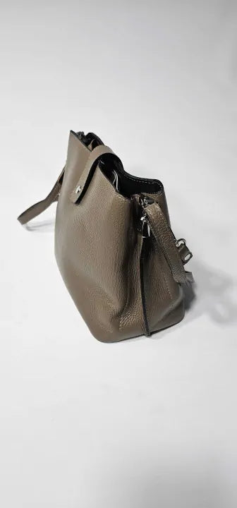 Carla Ferreri-aw23 Cf1862t Fango-*-brown Italian Leather Handbag-fango Size: Medium