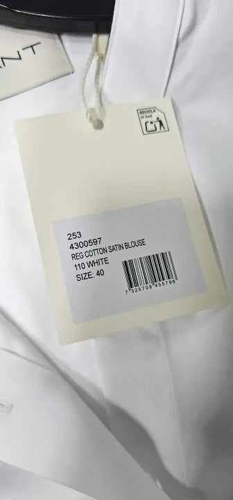 Gant - White Cotton Blouse - White Size: Uk12