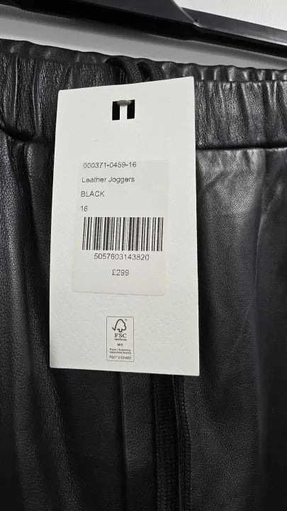 Hush - Black Leather Stretch Joggers - Black Size: Uk 16