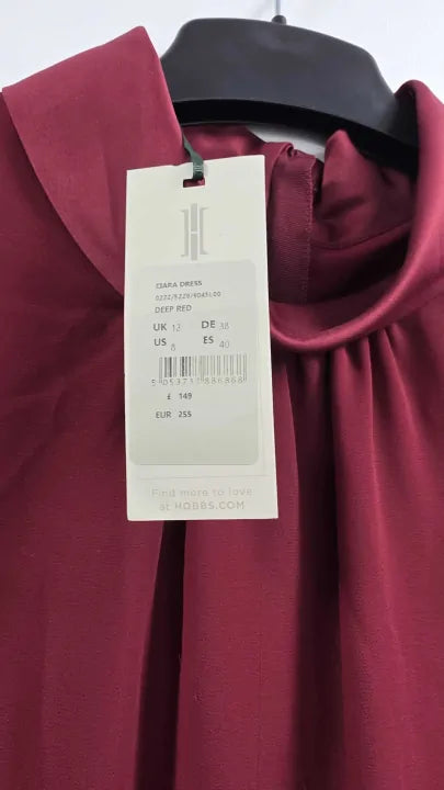 Hobbs London - Burgundy Ciara Mini Dress - Red Size: Uk 12