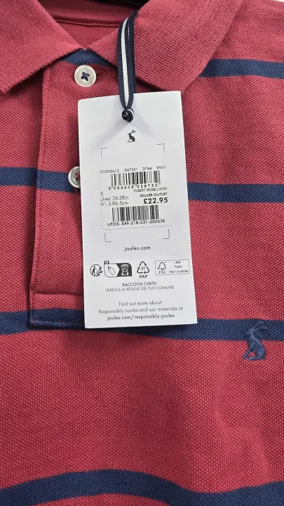 Joules - Special Price - Red/blue Stripe Filbert Polo Shirt - Red Size: S