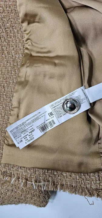 Mango - Brown Wool Blend Pocket Tweed Jacket - Brown Size: Xs