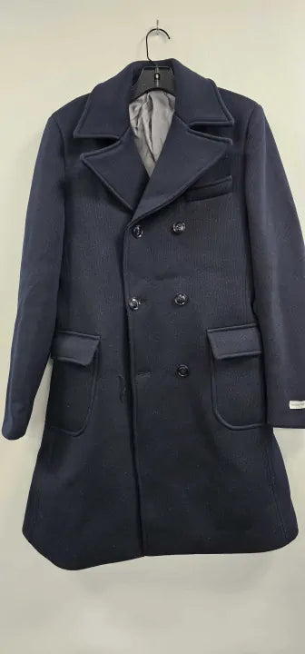 Gianni Feraud - Navy Roberto Wool Blend Coat - Navy Size: Eu38