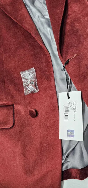 Gianni Feraud - Burgundy Vincent Velvet Blazer - Red Size: 44