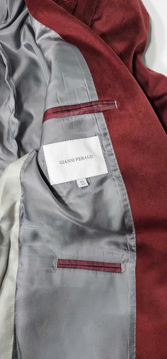 Gianni Feraud - Burgundy Vincent Velvet Blazer - Red Size: 44