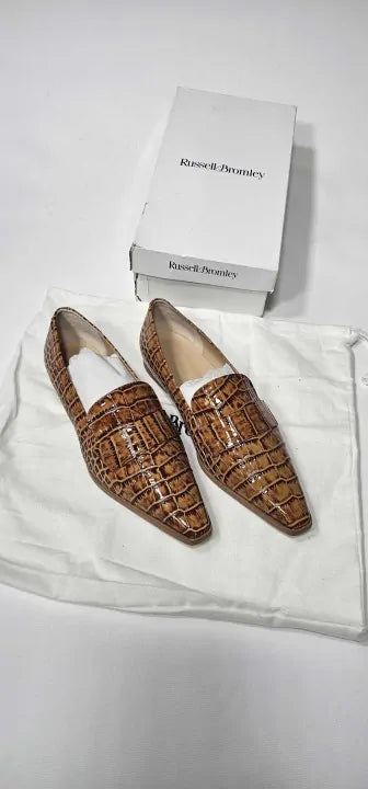 Russell & Bromley - Women's Tan Animal Print Totter Flat Leather Loafer - Beige Size: Eu39