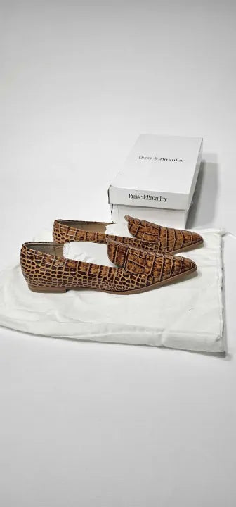 Russell & Bromley - Women's Tan Animal Print Totter Flat Leather Loafer - Beige Size: Eu39
