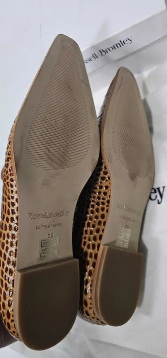 Russell & Bromley - Women's Tan Animal Print Totter Flat Leather Loafer - Beige Size: Eu39