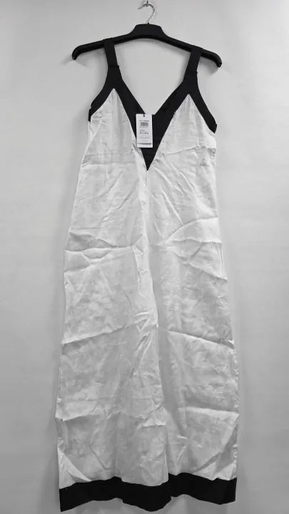 Reiss - White Contrast Aida Linen Dress - White Size: Uk 6