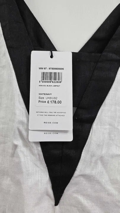 Reiss - White Contrast Aida Linen Dress - White Size: Uk 6