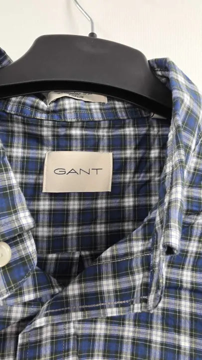 Gant - Blue Tartan Regular Classic Poplin Shirt - Blue Size: Xl