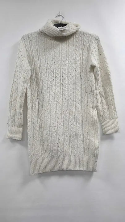 Mango - Blue Turtle Neck Knit Dress - Cream Size: Xxs