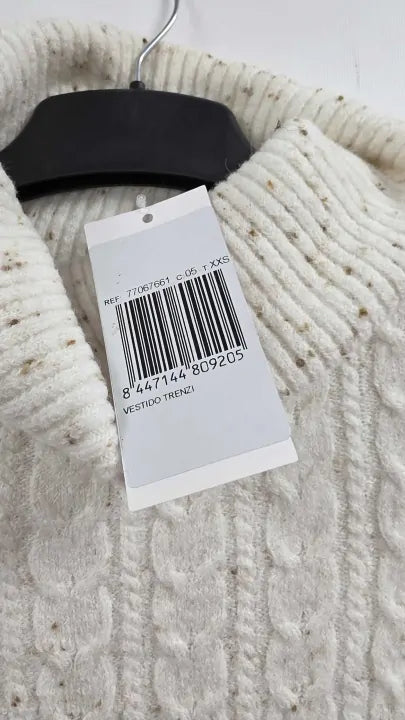 Mango - Blue Turtle Neck Knit Dress - Cream Size: Xxs