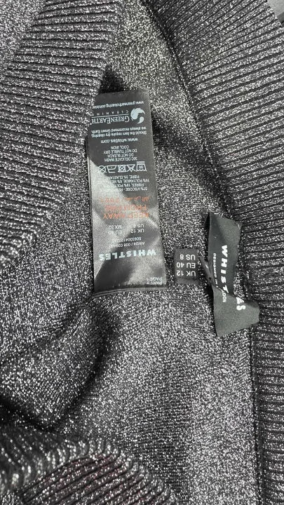 Whistles Black Sparkle Knitted Trouser Size: Uk 12
