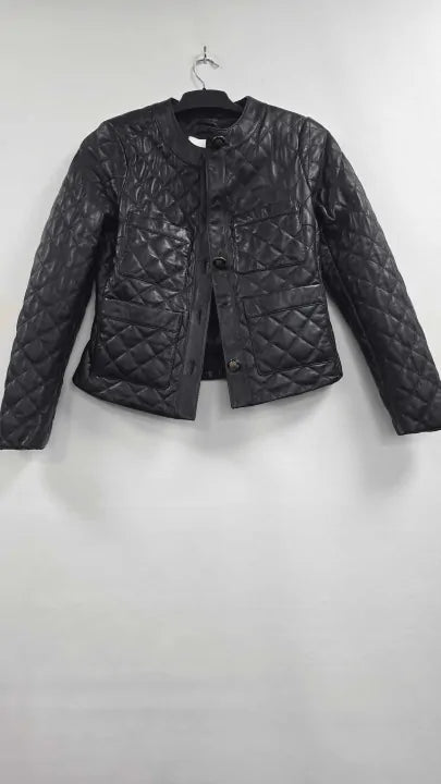 L K Bennett - Black Leather Albany Jacket - Black Size: Uk 6