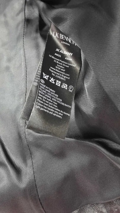 L K Bennett - Black Leather Albany Jacket - Black Size: Uk 6