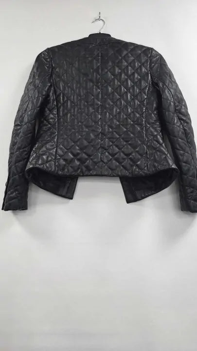 L K Bennett - Black Leather Albany Jacket - Black Size: Uk 6
