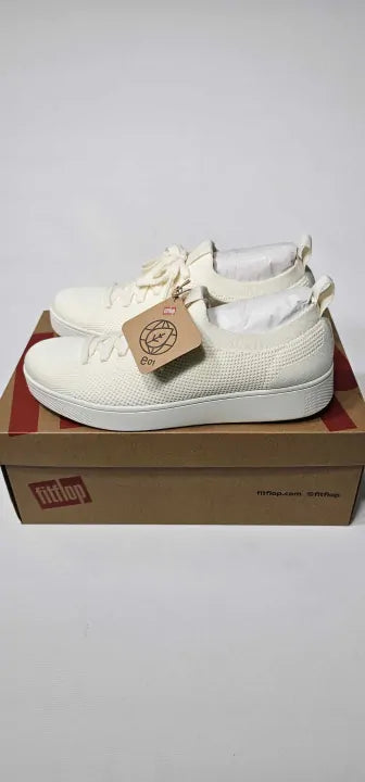 Fitflop - Egret Knit Rally Trainers - Cream Size: Uk4