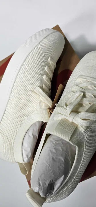 Fitflop - Egret Knit Rally Trainers - Cream Size: Uk4