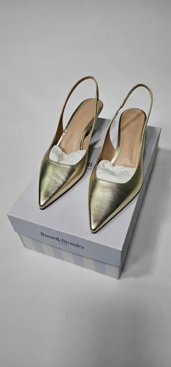 Russell & Bromley - Woman's Gold Slingpoint Heeled Shoe - Gold Size: Uk6