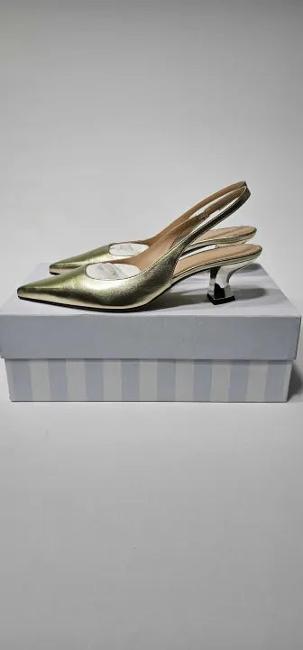 Russell & Bromley - Woman's Gold Slingpoint Heeled Shoe - Gold Size: Uk6