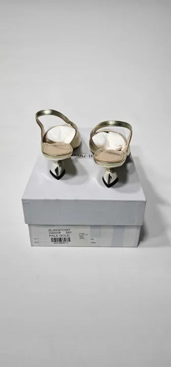 Russell & Bromley - Woman's Gold Slingpoint Heeled Shoe - Gold Size: Uk6