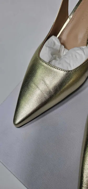 Russell & Bromley - Woman's Gold Slingpoint Heeled Shoe - Gold Size: Uk6