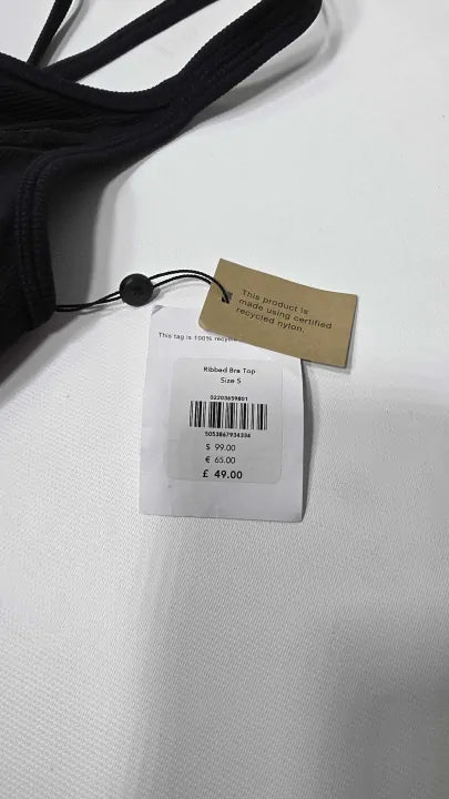 Whistles - Black Ribbed Cross Back Active Top - Black Size: S