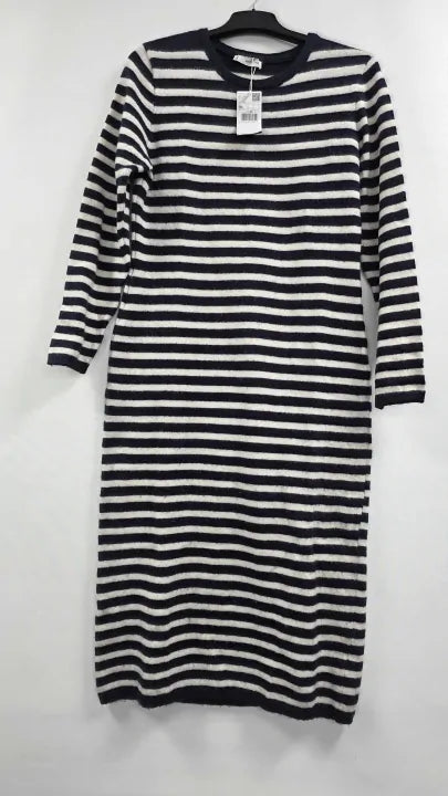 Mango - Navy Striped Jumper Dress - Navy Size: Xl