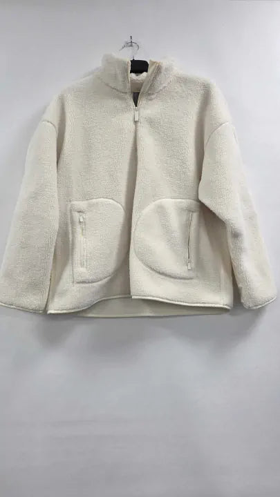 Sweaty Betty - Plush Textured Half Zip - Studio White Size: L