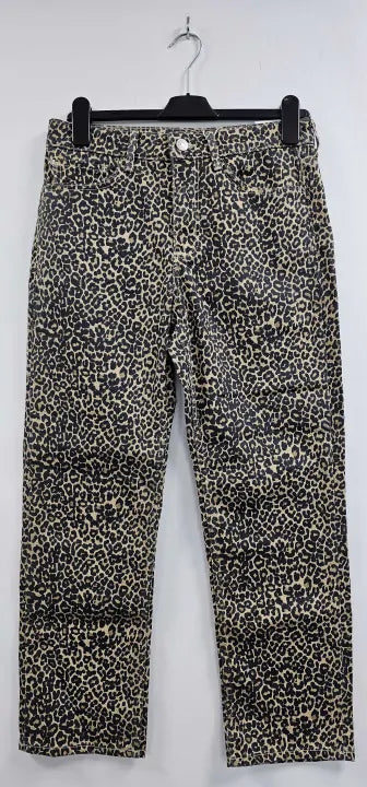 Mango - Brown Leopard-print Straight Jeans - Brown Size: Uk 8