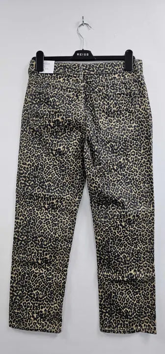 Mango - Brown Leopard-print Straight Jeans - Brown Size: Uk 8
