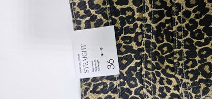Mango - Brown Leopard-print Straight Jeans - Brown Size: Uk 8