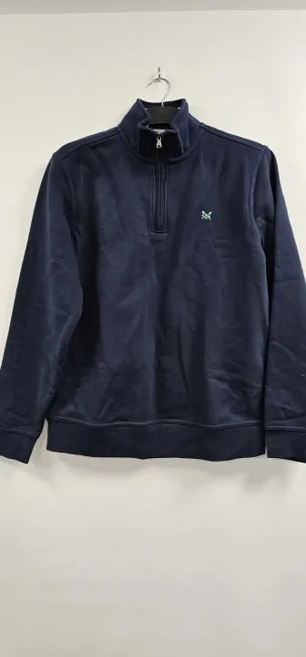 Crew Clothing - Navy Classic 1/2 Zip Sweatshirt - Navy Size: L