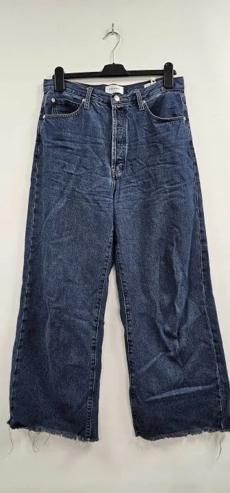 Frame - Dark Blue Low Rise Baggy Wide Leg Stretch Jeans - Blue Size: 26
