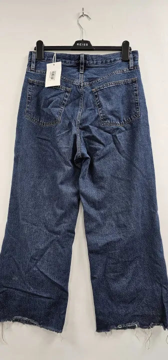 Frame - Dark Blue Low Rise Baggy Wide Leg Stretch Jeans - Blue Size: 26