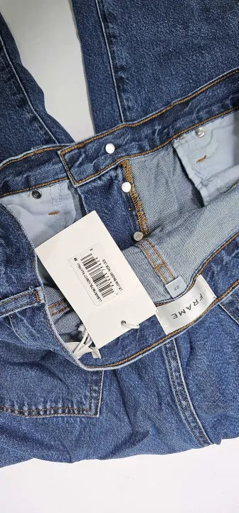 Frame - Dark Blue Low Rise Baggy Wide Leg Stretch Jeans - Blue Size: 26