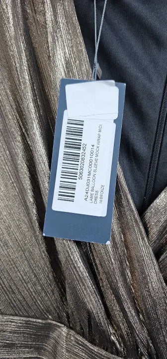 Sosandar - Honey Gold Shimmer Wrap Front Goddess Dress - Gold Size: Uk 14