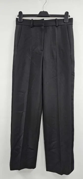 Cos - Black Fretsaw Side Stripe Wool Blend Trousers Size: Uk 10