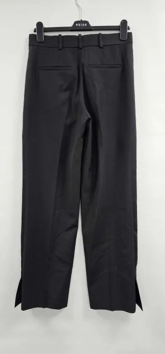 Cos - Black Fretsaw Side Stripe Wool Blend Trousers Size: Uk 10