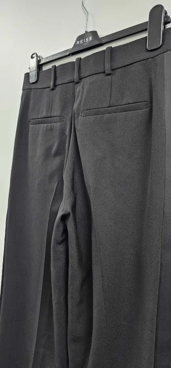 Cos - Black Fretsaw Side Stripe Wool Blend Trousers Size: Uk 10