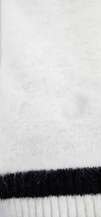 Mango - White Striped Jumper With Zip Size: Xl