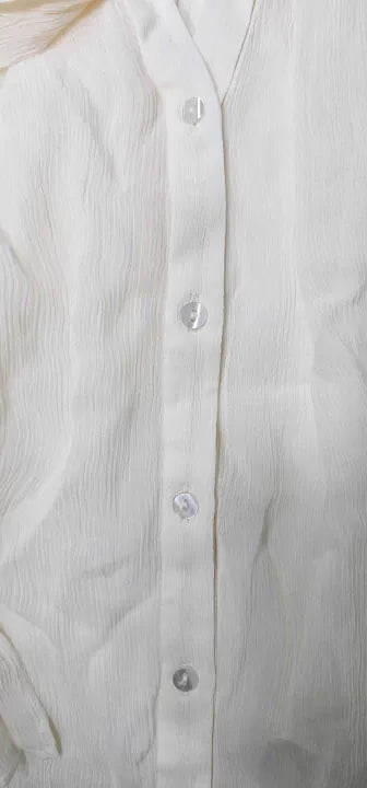 Mango - Beige Blouse With Puffed Sleeves And Bow - Beige Size: S