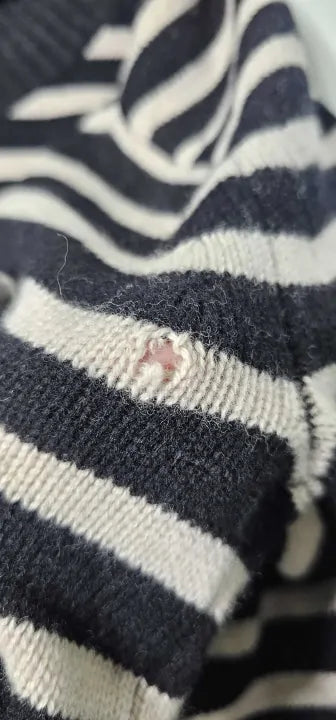 N°· Eleven - Black / New Cream Wool Stripe Roll Neck Jumper - Black Size: Xl