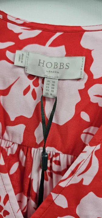 Hobbs London - Red Allison Printed Dress - Red Size: Uk 10