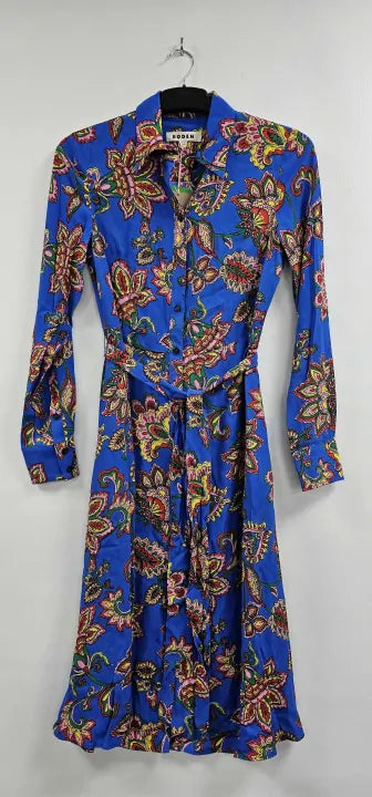 Boden - Cobalt Kate Printed Midi Shirt Dress - Blue Size: 8R